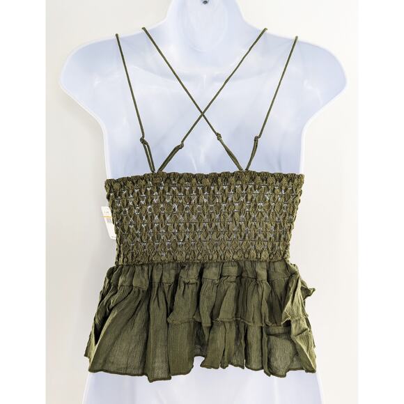 Free People Green Adella Cami Top Romantic Lace Bohemian Style - Picture 5 of 11